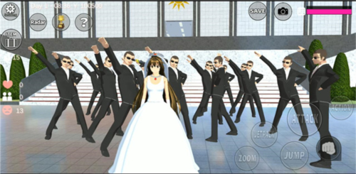 樱花校园模拟器1.038.28中文版怎么解决黑衣人1