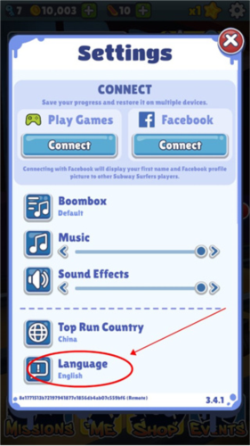 地铁跑酷怎么调中文2